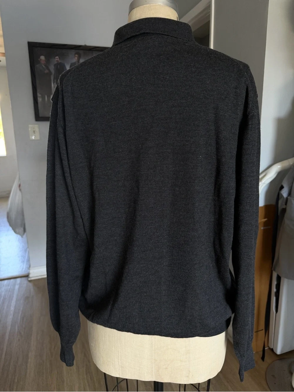 Men’s Pronto-Uomo Gray Merino Wool Collared Sweater Size Medium